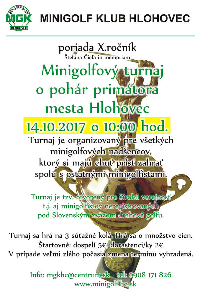 Turnaj v minigolfe o putovný pohár primátora 2017